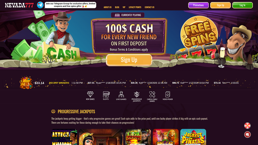 Nevada 777 Casino Desktop Homepage