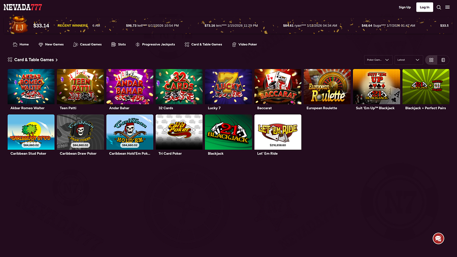 Nevada 777 Casino Desktop Table Games