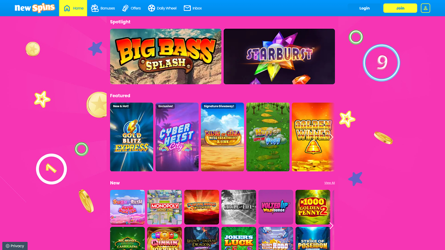 New Spins Casino Desktop Games