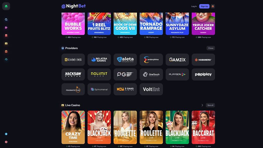 Desarrolladores de juegos de escritorio para NightBet Casino