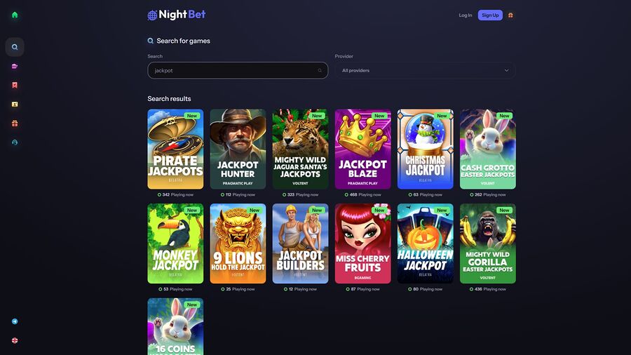 Jackpot de escritorio del casino NightBet