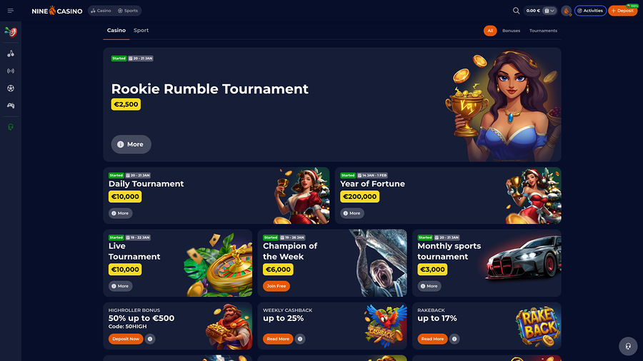 Nine Casino Desktop Promotions