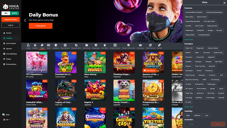 Ninja Casino-utvecklare för datorspel