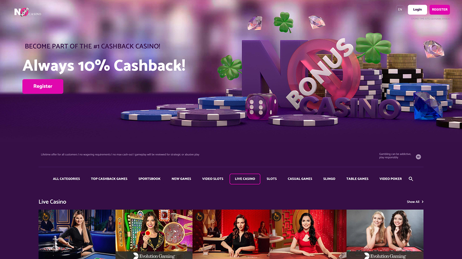 No Bonus Casino Desktop Homepage