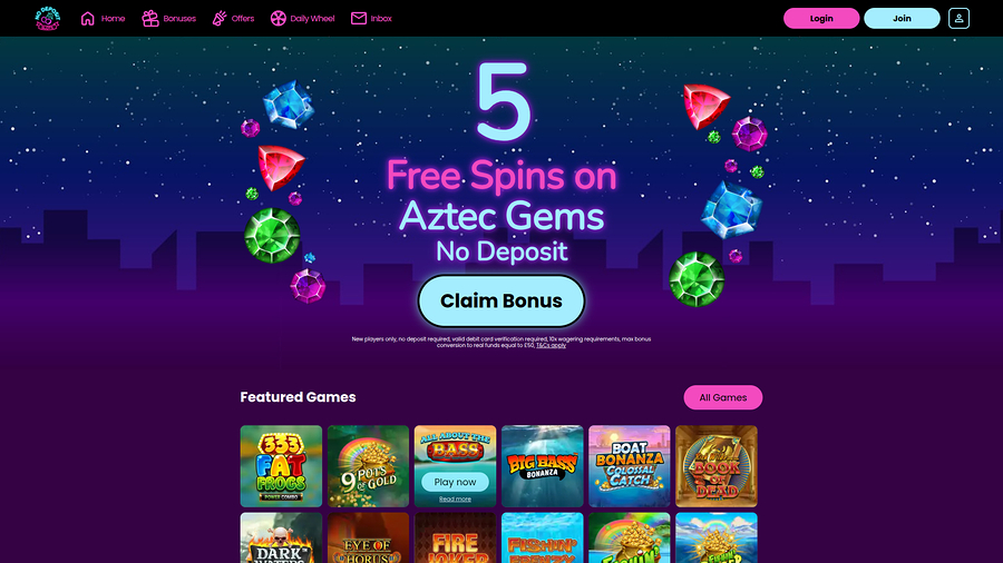 NoDeposit Slots Casino Desktop Homepage