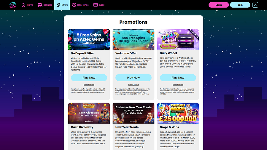 NoDeposit Slots Casino Desktop Promotions