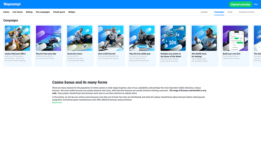 Nopeampi Casino Desktop Promotions