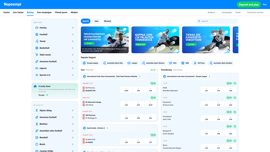Nopeampi Casino Desktop Sportsbook