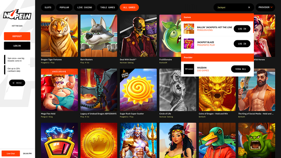 Nopein Casino Desktop Jackpot