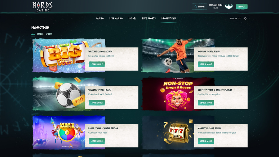 Promociones de escritorio de Nords Casino