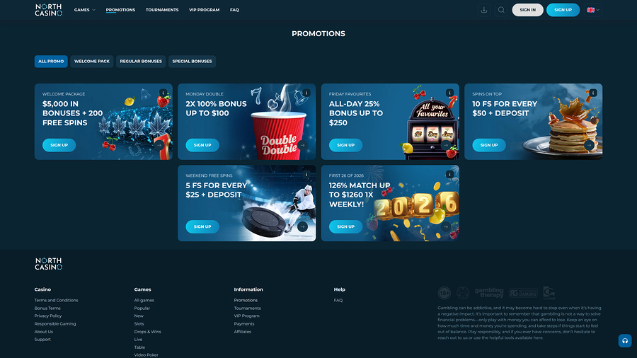 North Casino Desktop Promotions