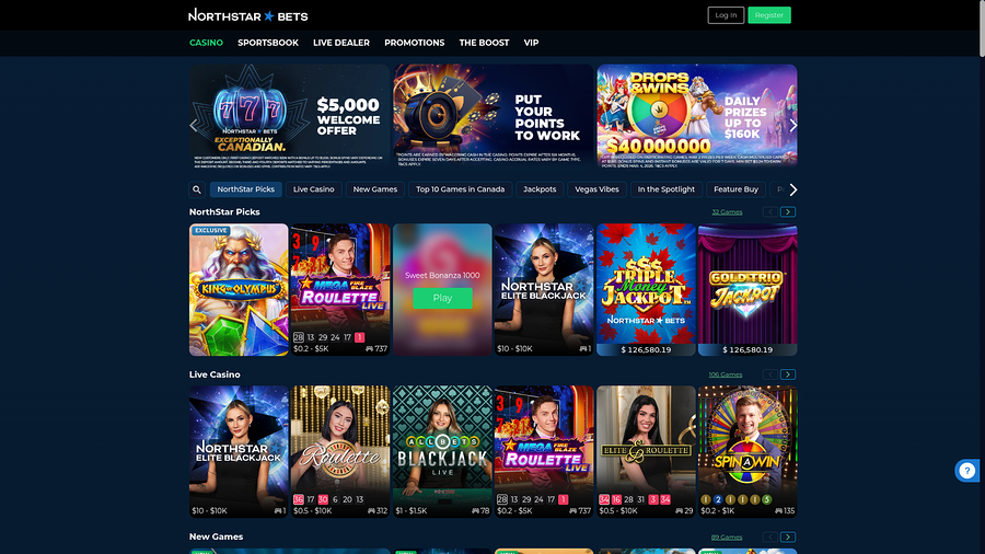NorthStar Bets Casino Desktop Homepage