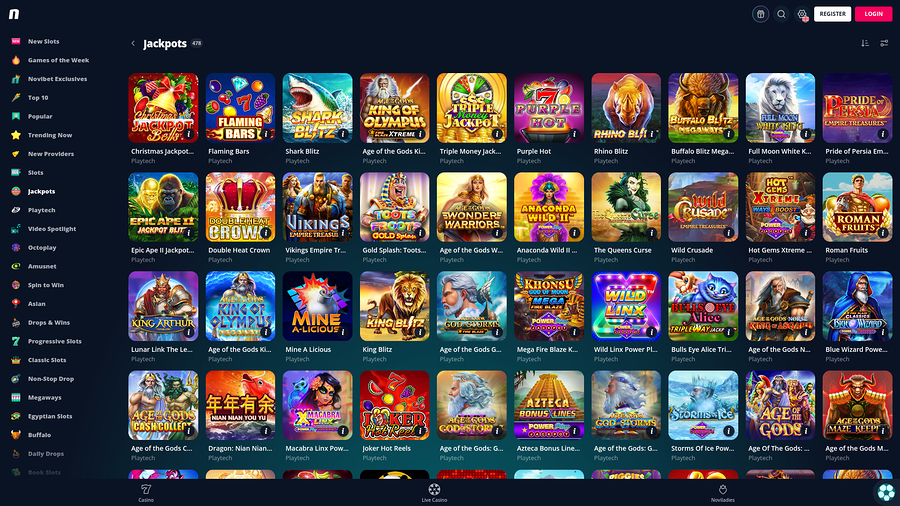 Jackpot de escritorio del casino Novibet