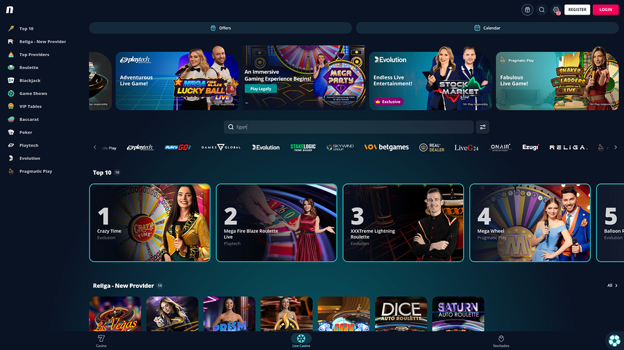 Casino Novibet con crupier en vivo de escritorio