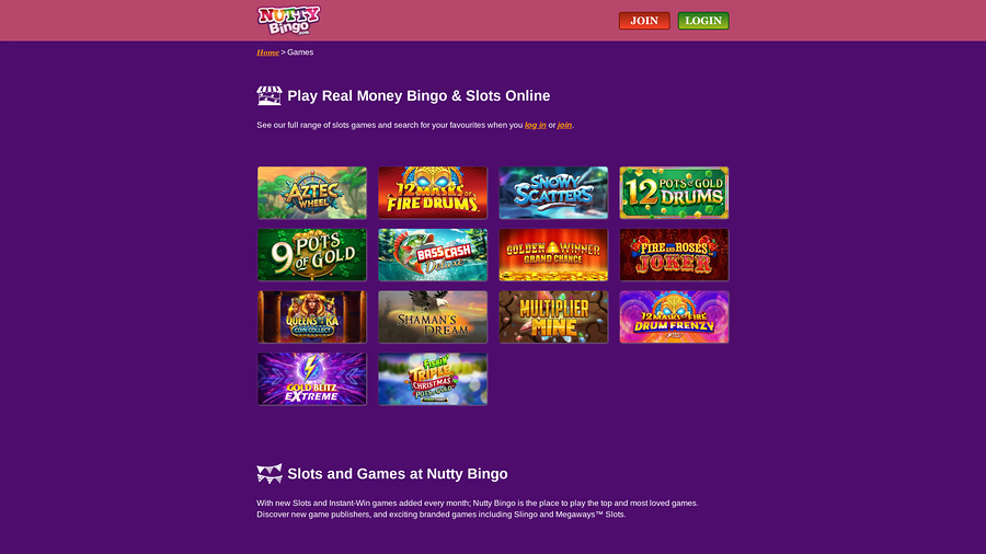 Nutty Bingo Casino Desktop Games