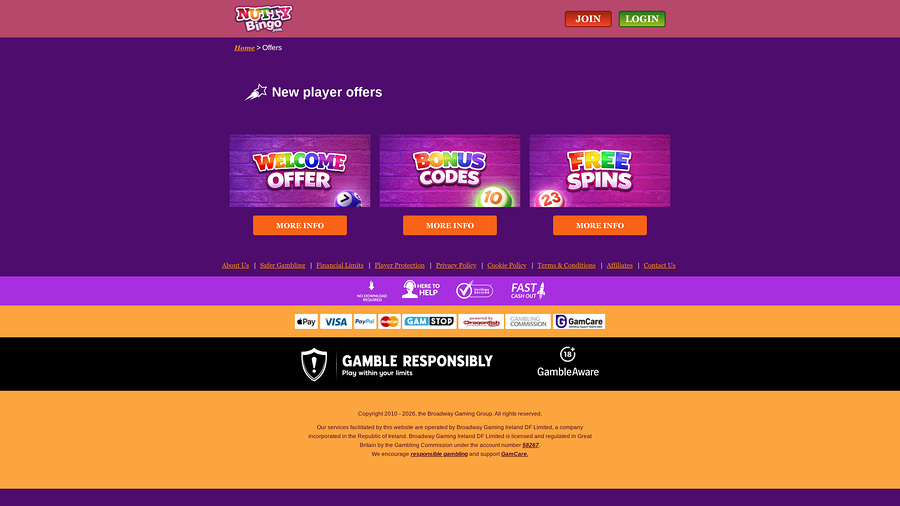 Nutty Bingo Casino Desktop Promotions