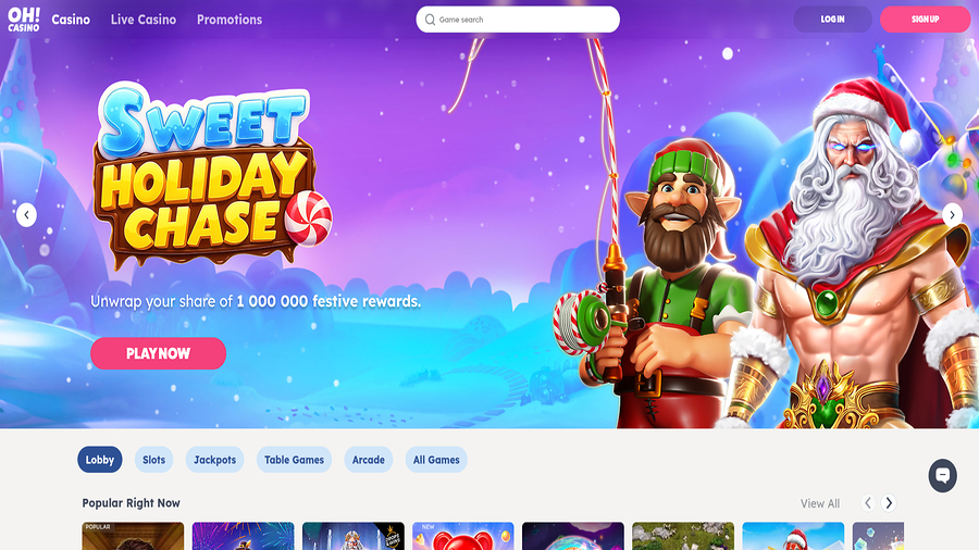 Homepage screenshot of Oh Casino for Desktop