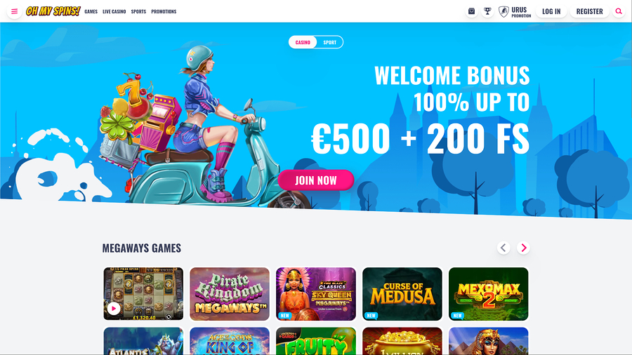 Oh My Spins Casino Desktop Homepage