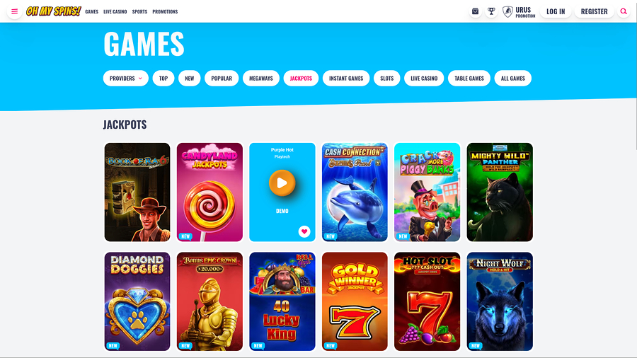 Oh My Spins Casino Desktop Jackpot