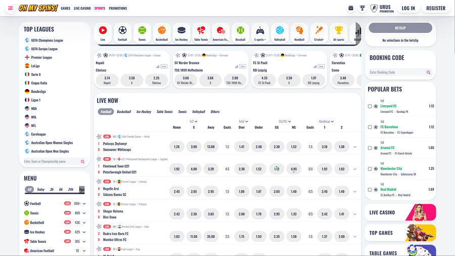 Oh My Spins Casino Desktop sports