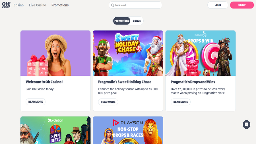 Promotions screenshot of Oh Casino for Desktop