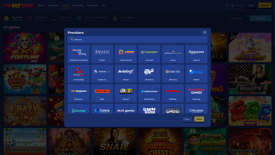 OhMyZino Casino Desktop Game Developers