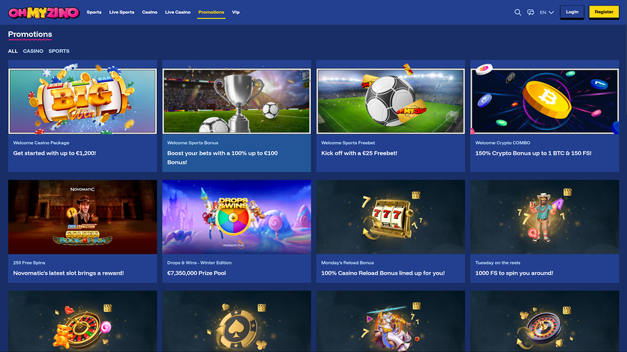 OhMyZino Casino Desktop Promotions