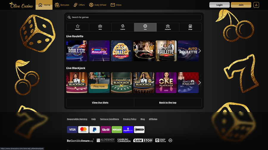 Olive Casino Desktop Live Dealer