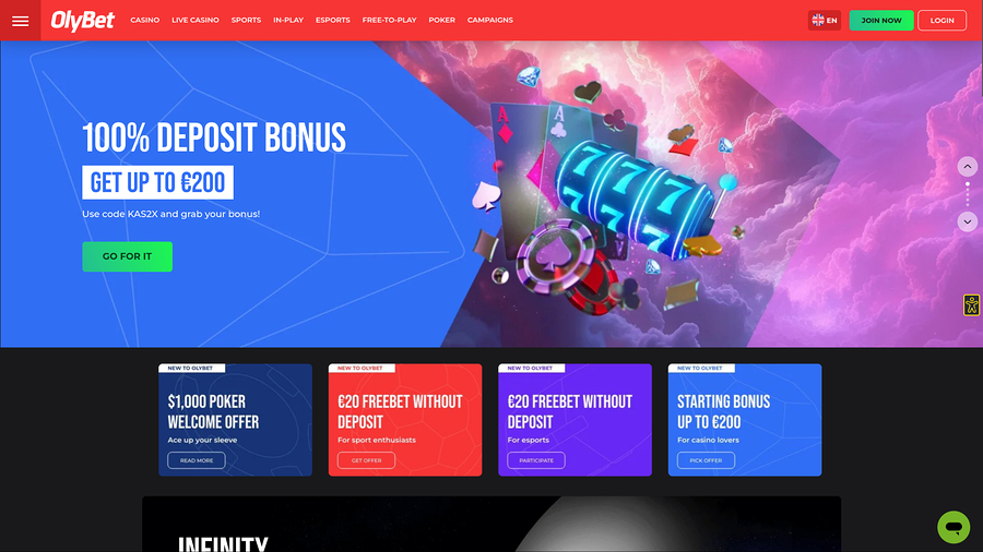Olybet Casino Desktop Homepage