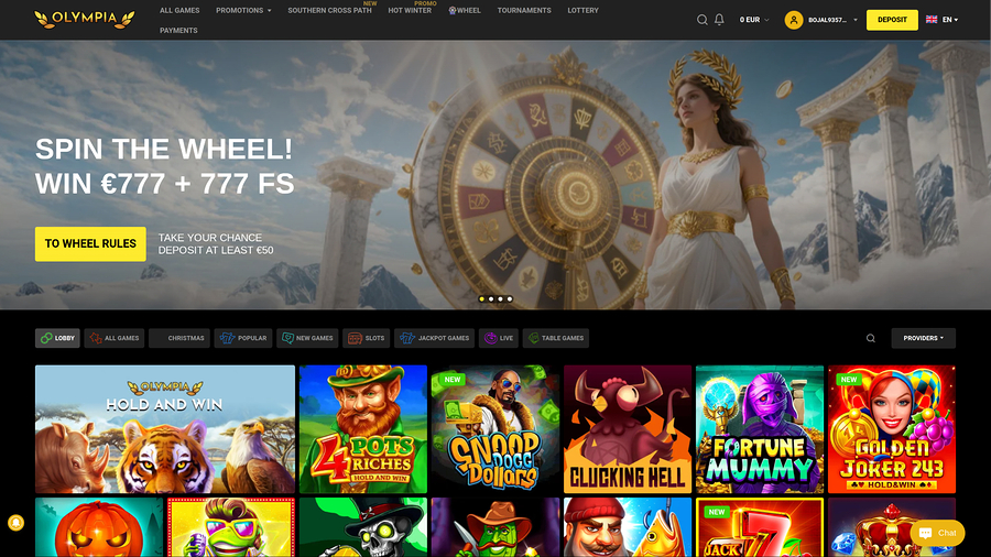 Olympia Casino Desktop Homepage