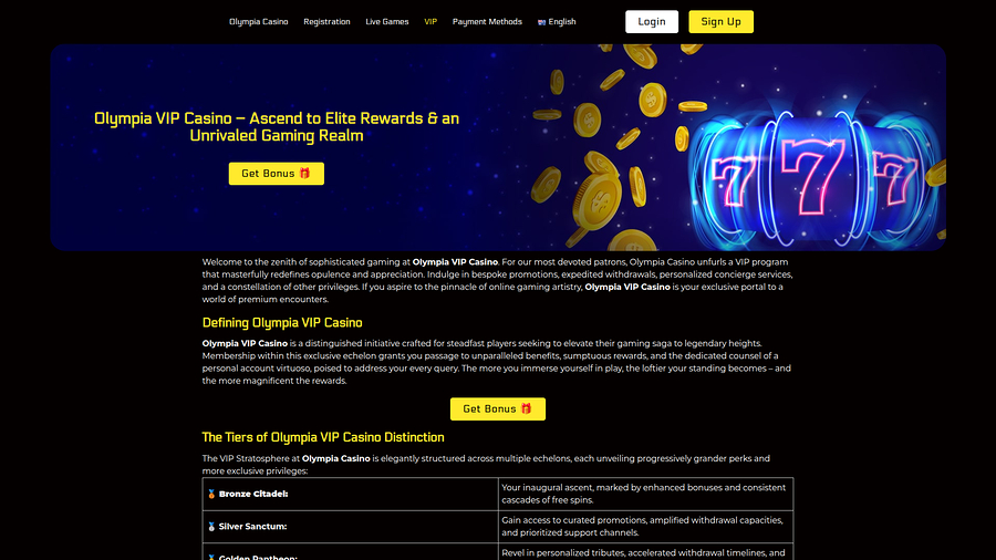 Olympia Casino Desktop VIP Program