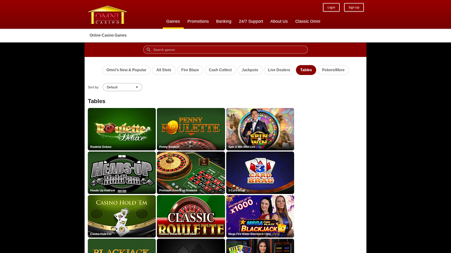 Omni Casino Desktop Table Games