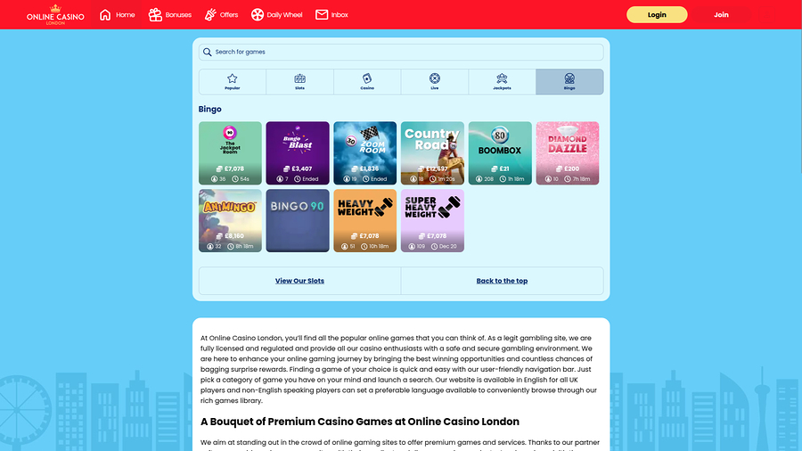 Online Casino London Desktop Bingo