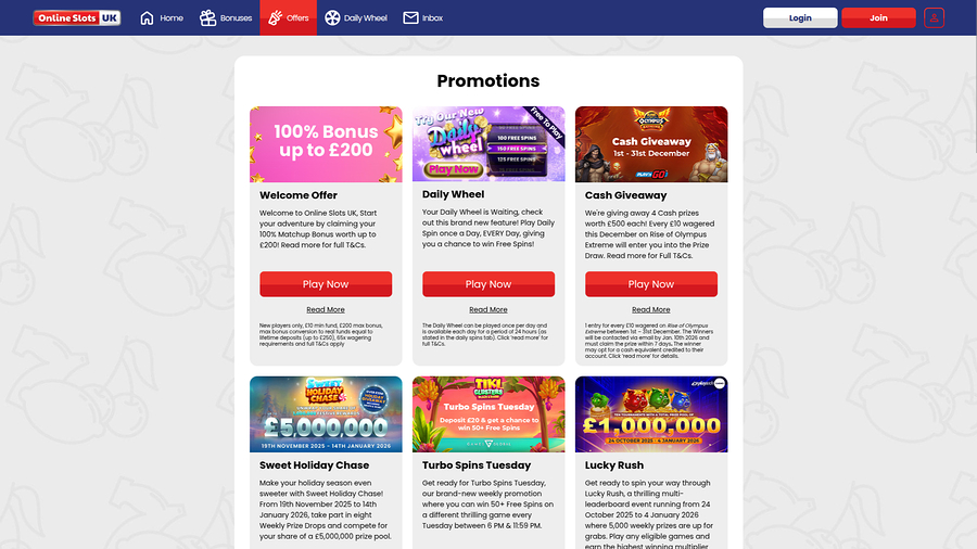 Online Slots UK Desktop Promotions