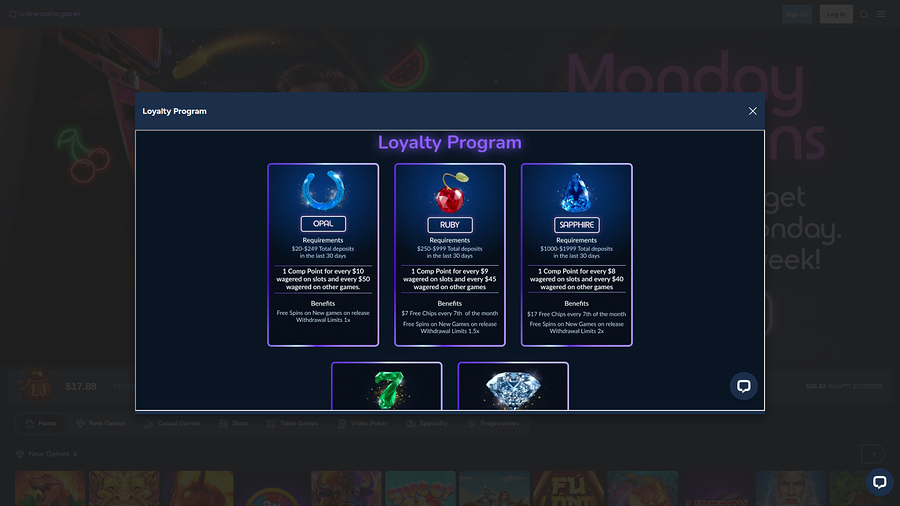 Online Casino Games Desktop VIP Program