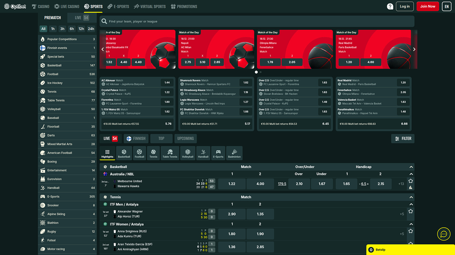 Optibet Casino Desktop Sports