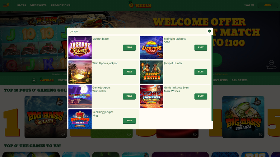 Oreels Casino Desktop Jackpot