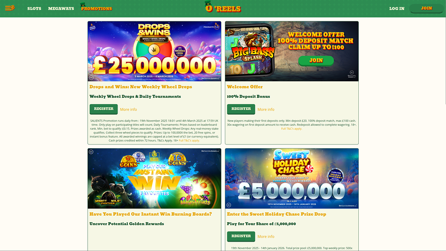 Oreels Casino Desktop Promotions