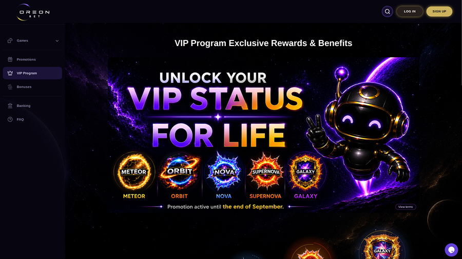 OreonBet Casino VIP page