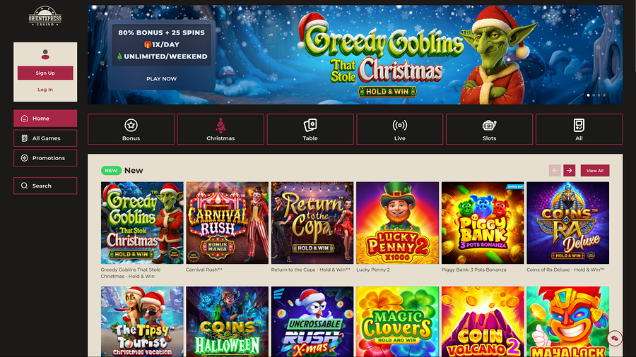 OrientXpress Casino Desktop Homepage