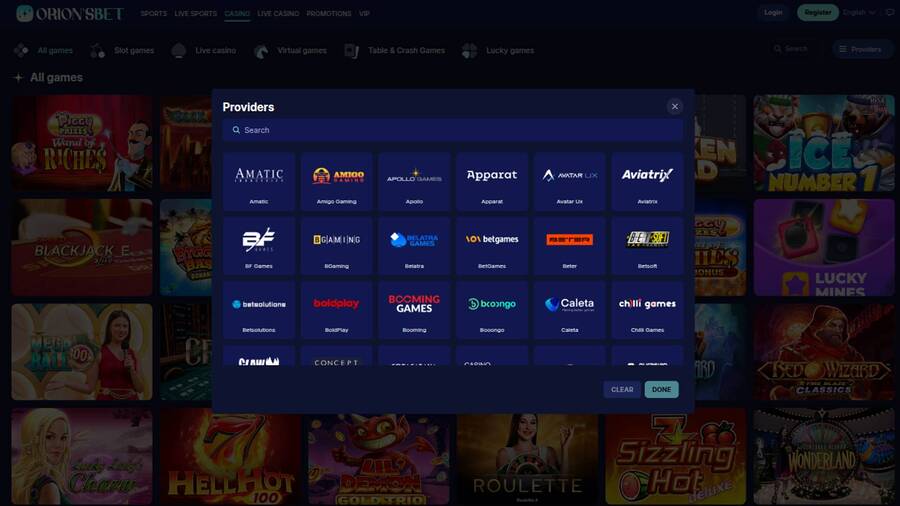 Orion'sBet Casino Game Developers