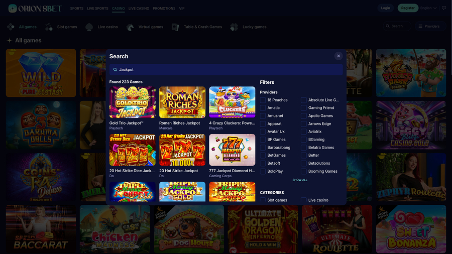 Jackpot de escritorio de OrionsBet
