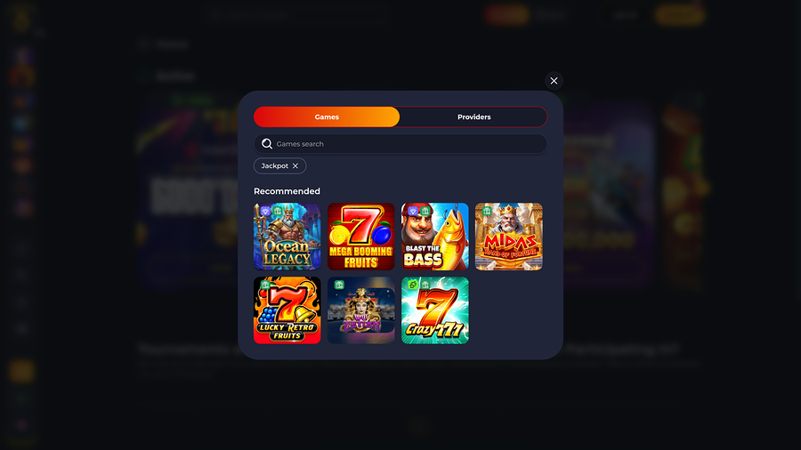 Jackpot de escritorio del casino Oro.gg