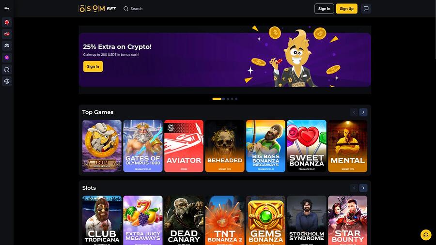 Osombet Casino homepage