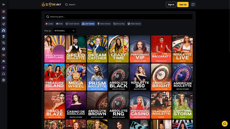 Osombet Casino live dealer page