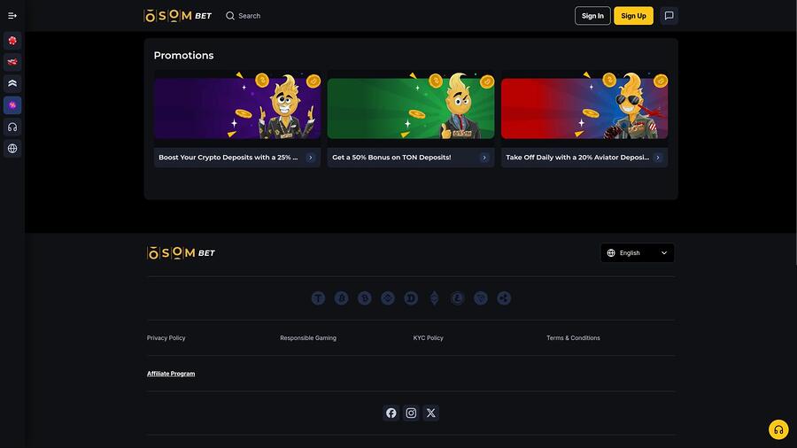 Osombet Casino promotions page