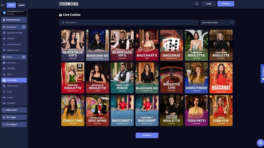 Otherworld Casino Live Dealer