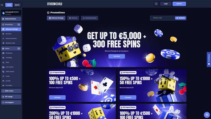 Otherworld Casino Promotions