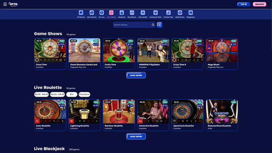 Otto Kasino Live Dealer för Dator