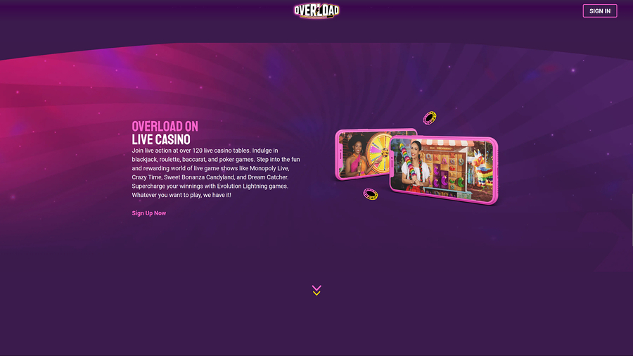 Overload Casino Desktop Live Dealer